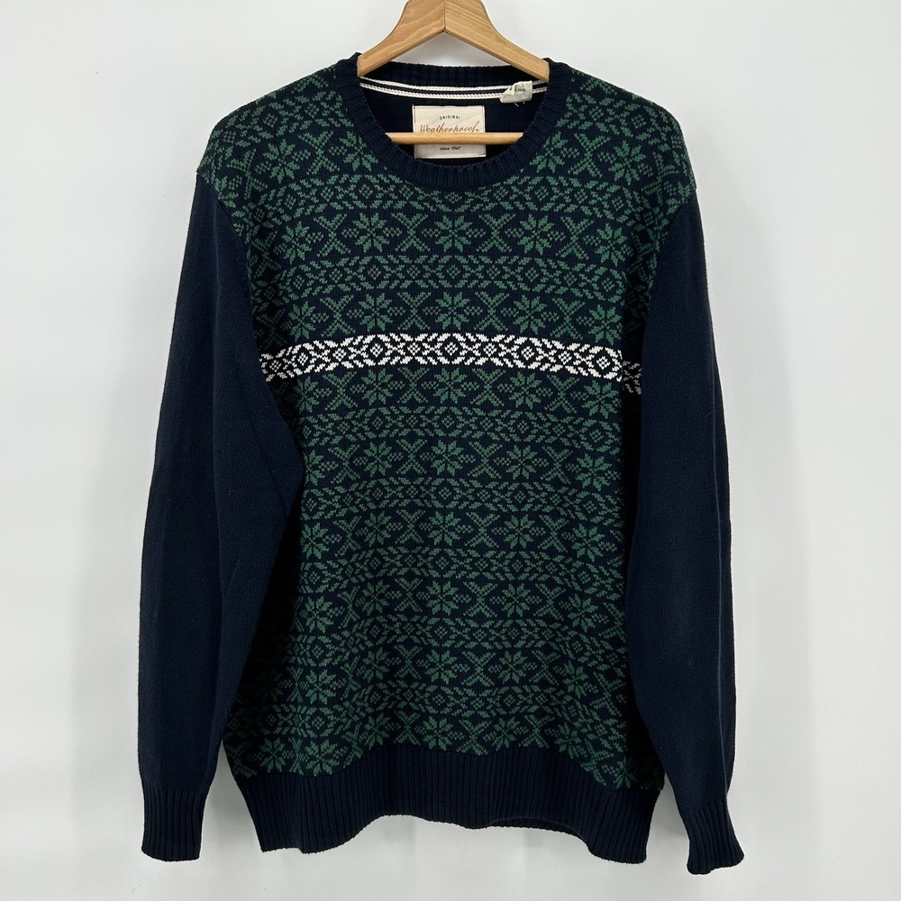Weatherproof Vintage Sweater Mens XL Fair Isle Nordic Cotton Crewneck Pullover